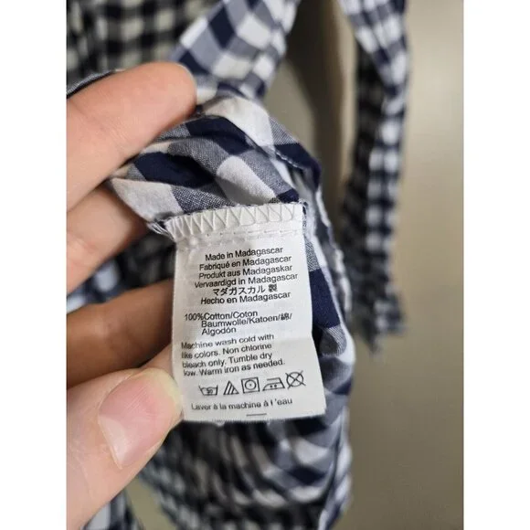 J. Crew Mercentile Blue & White Checkered Lightweight 100% Cotton Flannel XS - Picture 5 of 9
